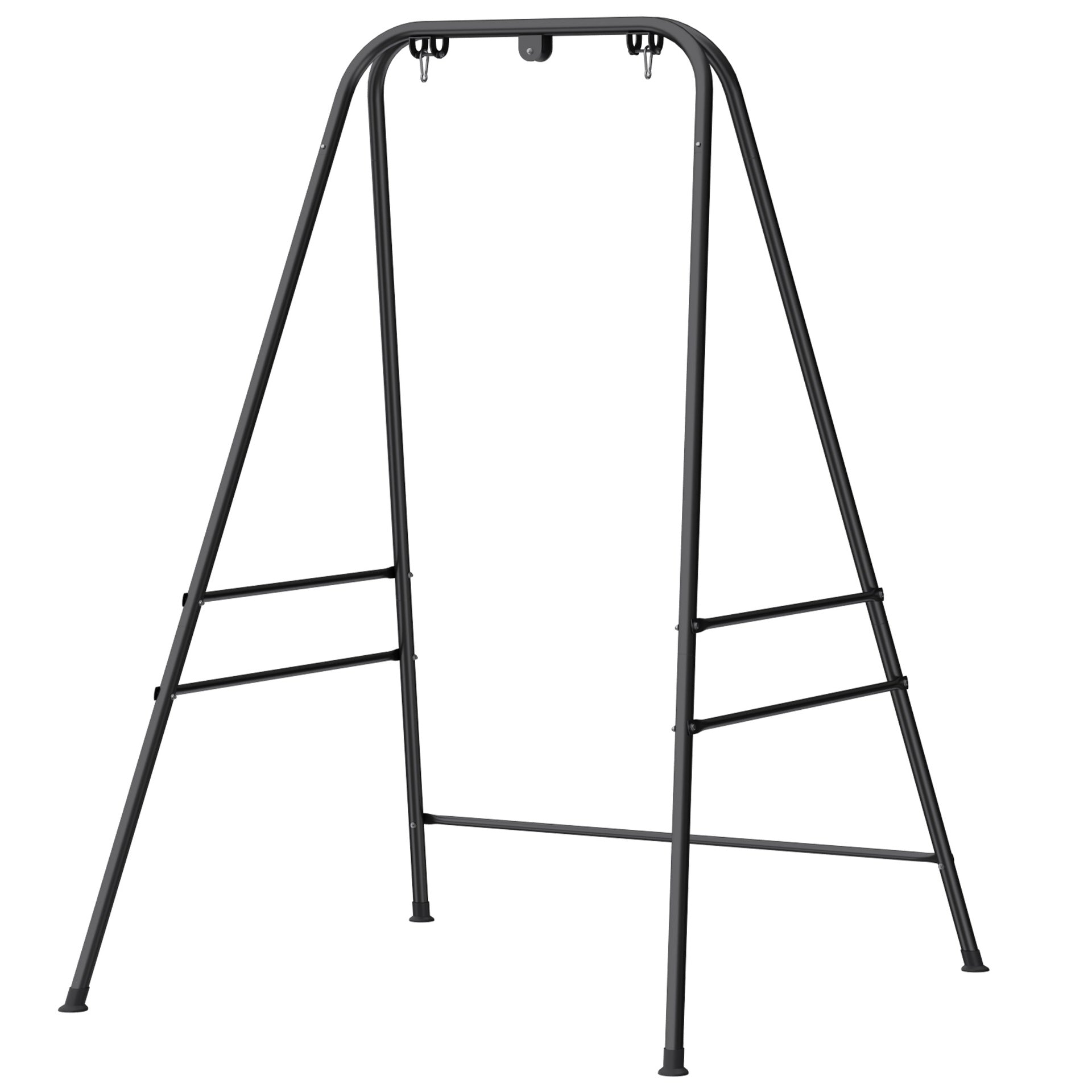 Outsunny Hammock Chair Stand  Indoor and Outdoor Use with Anti-Slip Foot Pads, 2 Carabiners, Black