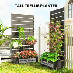 Outsunny Trellis Planter for Climbing Plants, Raised Garden Bed with Trellis, Planter Box for Outdoor Garden, Black