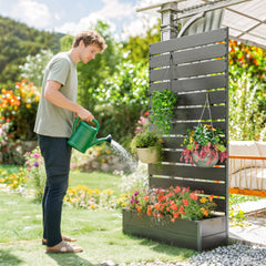 Outsunny Trellis Planter for Climbing Plants, Raised Garden Bed with Trellis, Planter Box for Outdoor Garden, Black