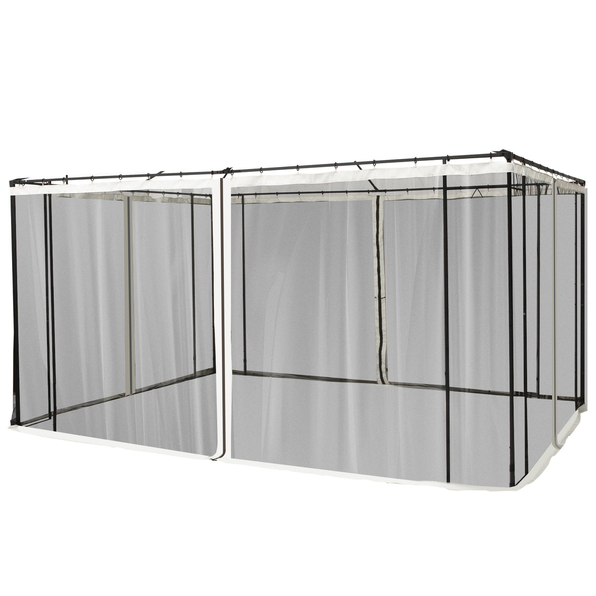 Outsunny 9.84' x 13.1' Gazebo with Netting, Universal Size, Canopy Tents with Zippers, black rings, high-quality polyester, Washable, (Sidewall Only) Black