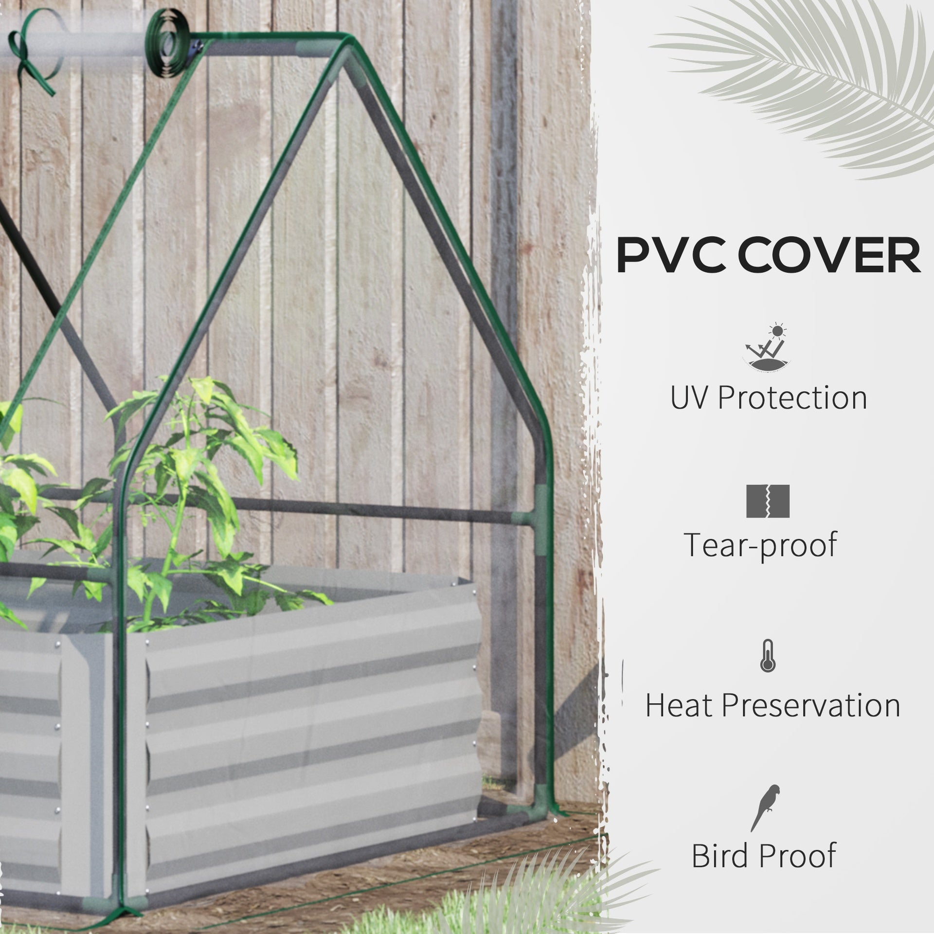 Outsunny Raised Garden Bed with Cover, Outdoor Galvanized Metal Planter Box Kit, 4 x 3 ft Mini Greenhouse with 2 Large Screen Windows, for Growing Flowers, Vegetables and Herbs, Clear