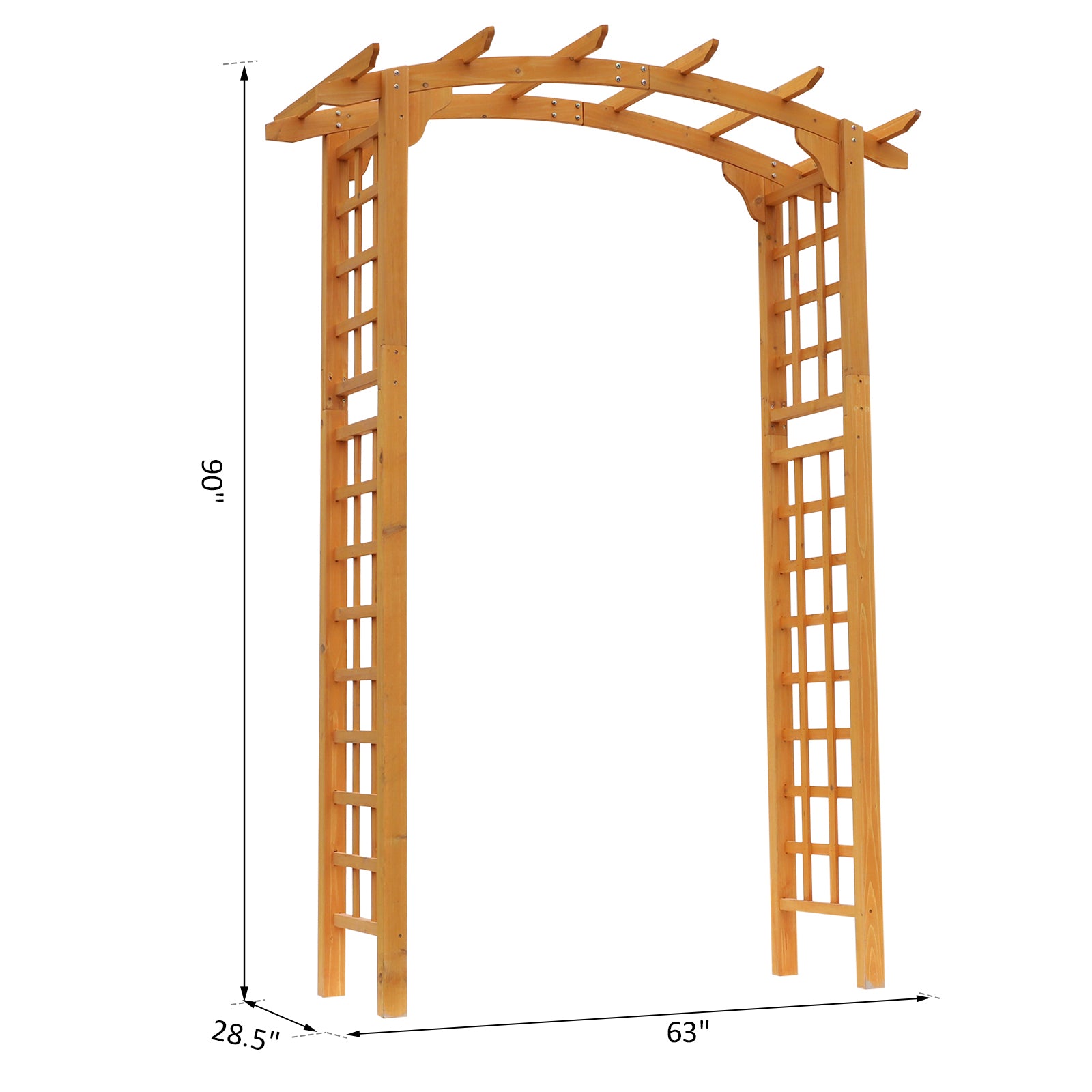Outsunny 7.5' Fir Wood Round Outdoor Garden Pergola Style Arbor Arch Trellis