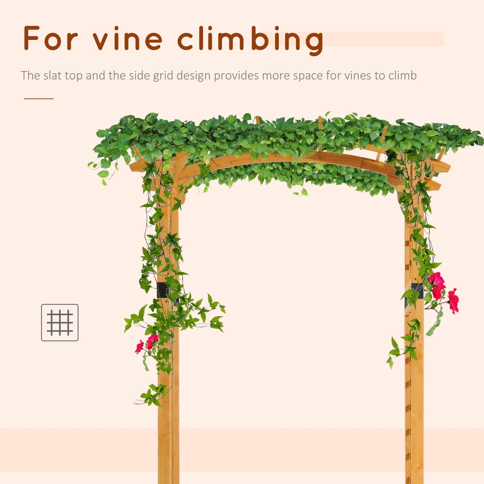 Outsunny 7.5' Fir Wood Round Outdoor Garden Pergola Style Arbor Arch Trellis