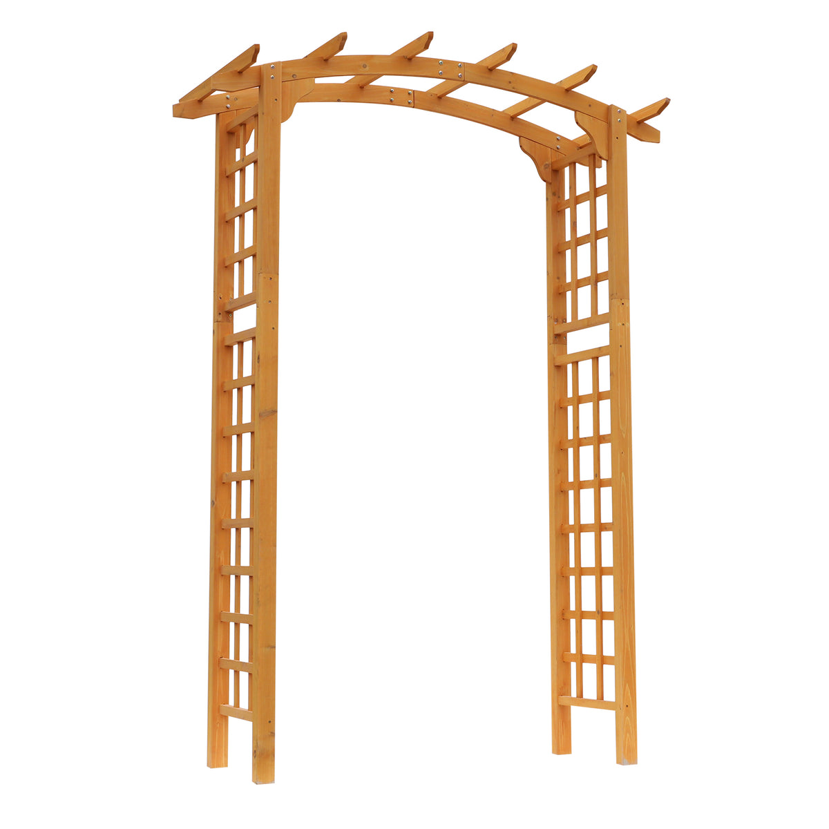 Outsunny 7.5' Fir Wood Round Outdoor Garden Pergola Style Arbor Arch Trellis