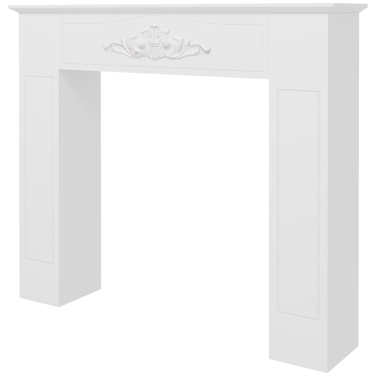 HOMCOM Freestanding Fireplace Surround, Modern Fireplace Mantel with Leg for Electric Fireplaces, 44.7" W x 40" H, White