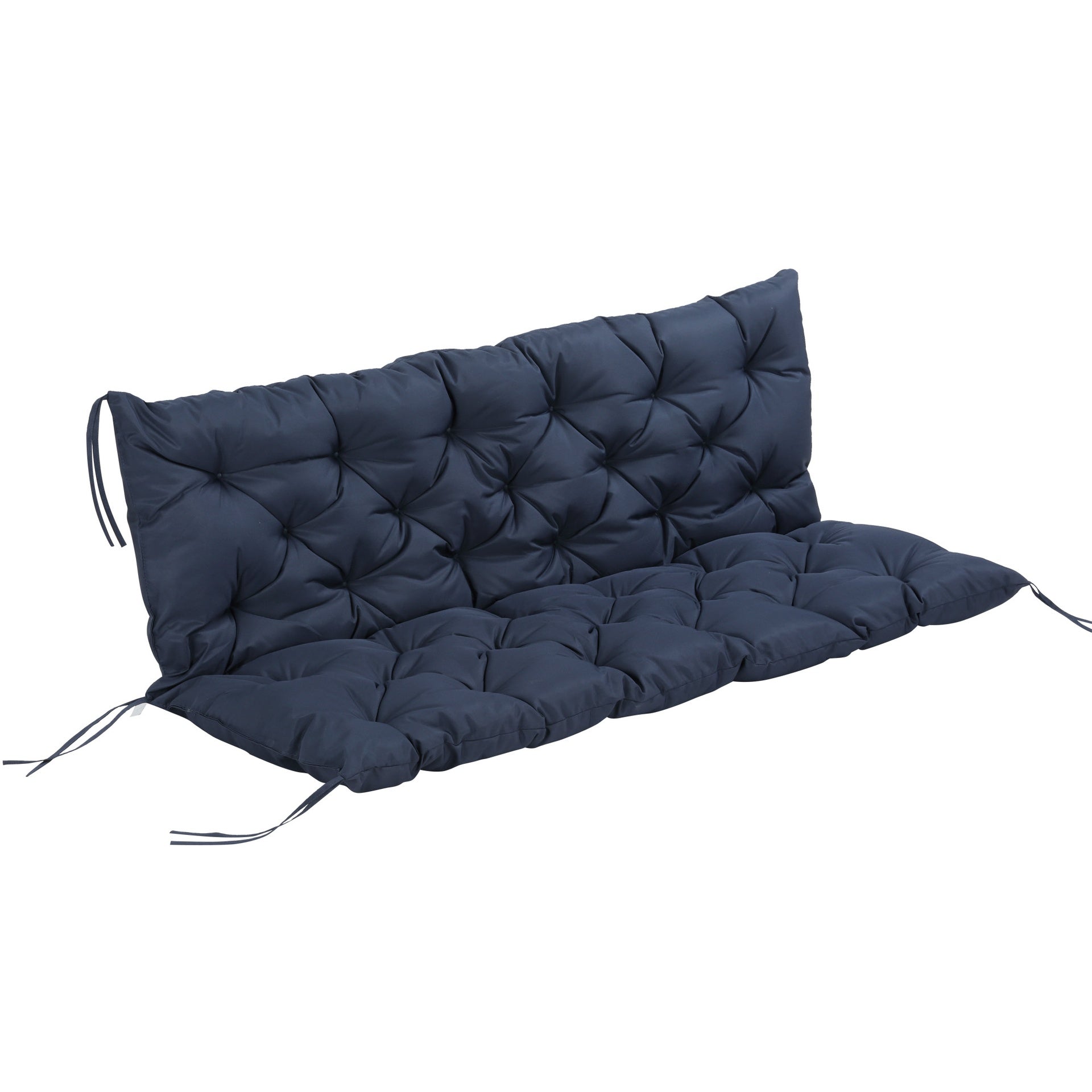Outsunny 59" x 38" Tufted Bench Cushion for Outdoor Furniture, 3-Seater Replacement for Swing Chair, Patio Sofa/Couch, Dark Blue