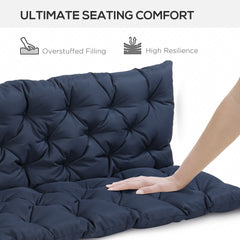 Outsunny 59" x 38" Tufted Bench Cushion for Outdoor Furniture, 3-Seater Replacement for Swing Chair, Patio Sofa/Couch, Dark Blue