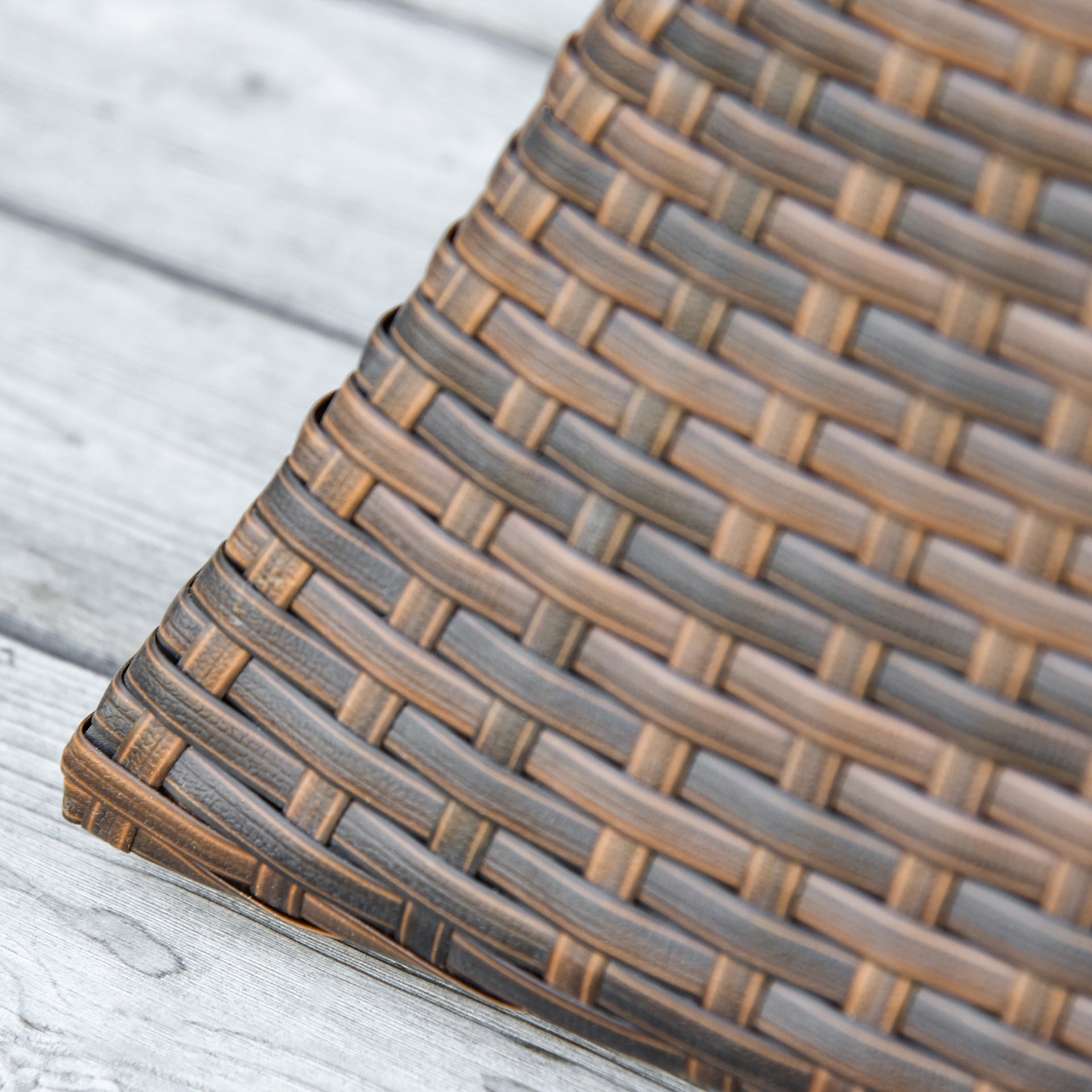 Outsunny Outdoor Side Table with Umbrella Hole, 2 Tier Rattan Wicker End Table with Storage Shelf, All Weather for Outdoor, Patio, Garden, Backyard, Mixed Brown