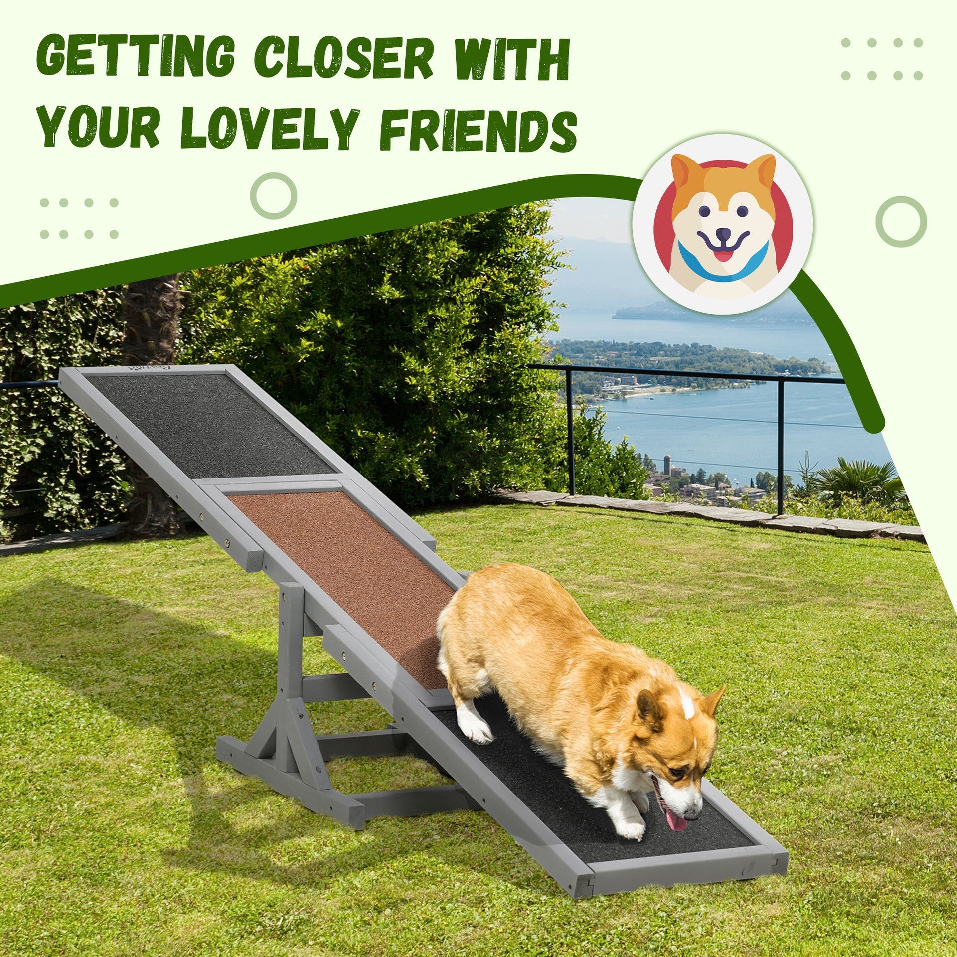 PawHut Wooden Dog Agility Seesaw for Training and Exercise, Gray