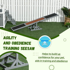 PawHut Wooden Dog Agility Seesaw for Training and Exercise, Gray