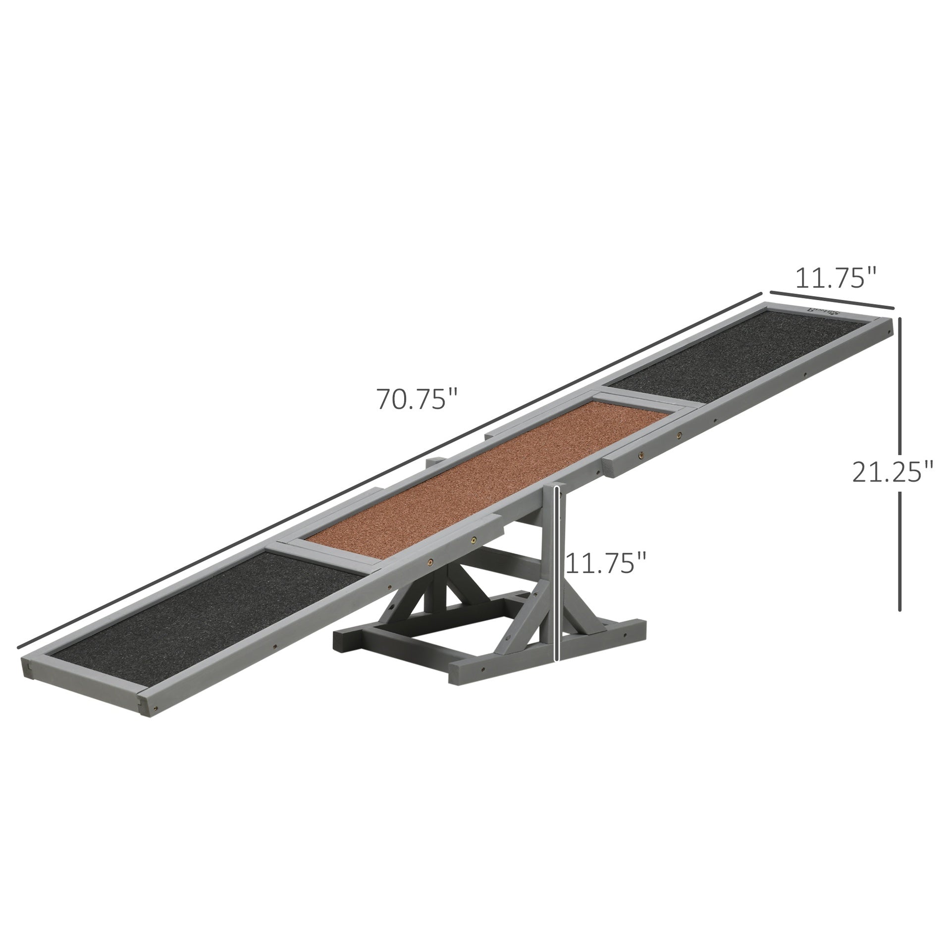 PawHut Wooden Dog Agility Seesaw for Training and Exercise, Gray