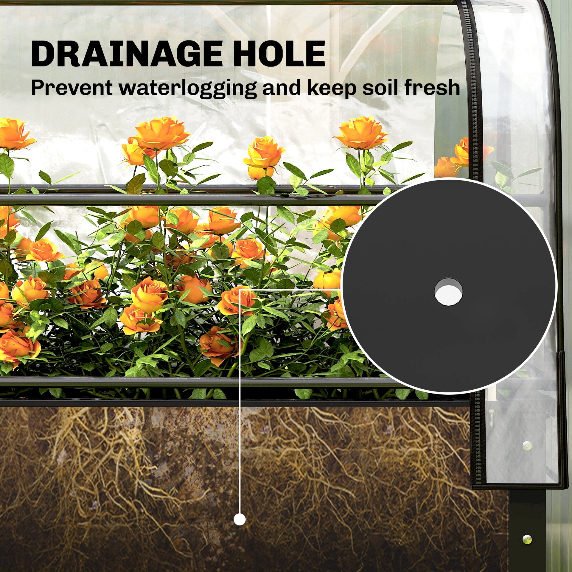 Outsunny Raised Garden Bed with Flip-Up Greenhouse Cover, Metal Elevated Garden Bed with Legs and Drainage Hole, Black