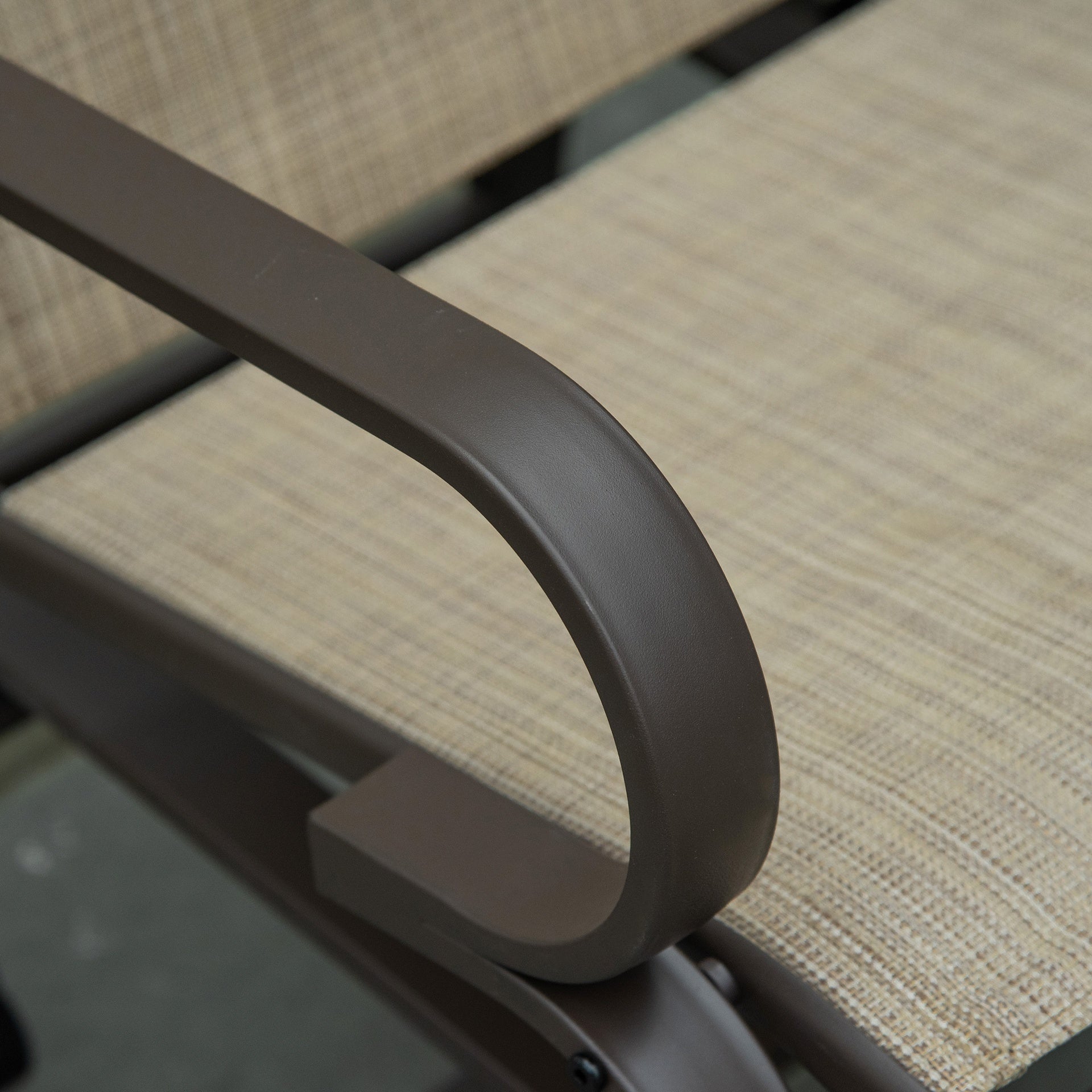 Outsunny Gliding Lounger Chair, Single Rocker with Lightweight Metal & Mesh Construction, Tan