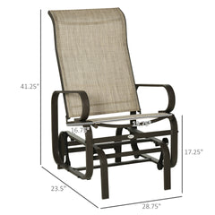 Outsunny Gliding Lounger Chair, Single Rocker with Lightweight Metal & Mesh Construction, Tan
