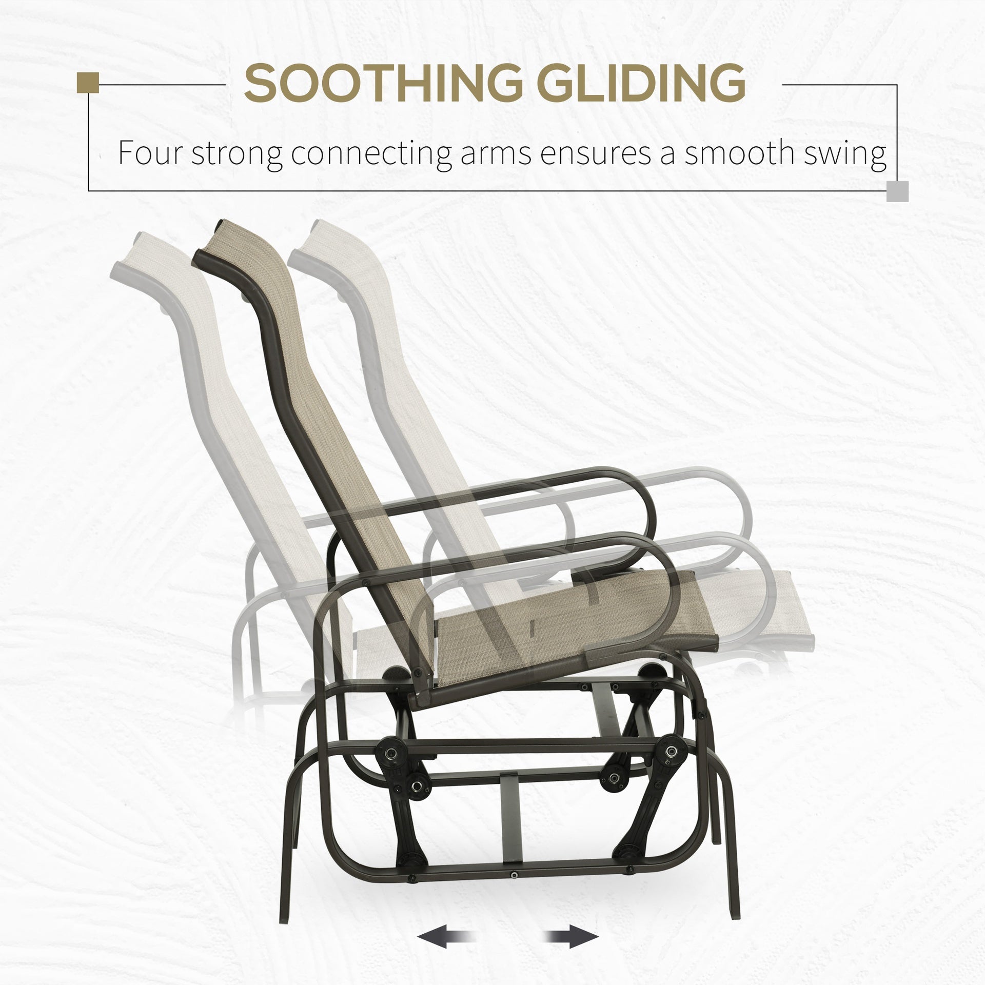 Outsunny Gliding Lounger Chair, Single Rocker with Lightweight Metal & Mesh Construction, Tan
