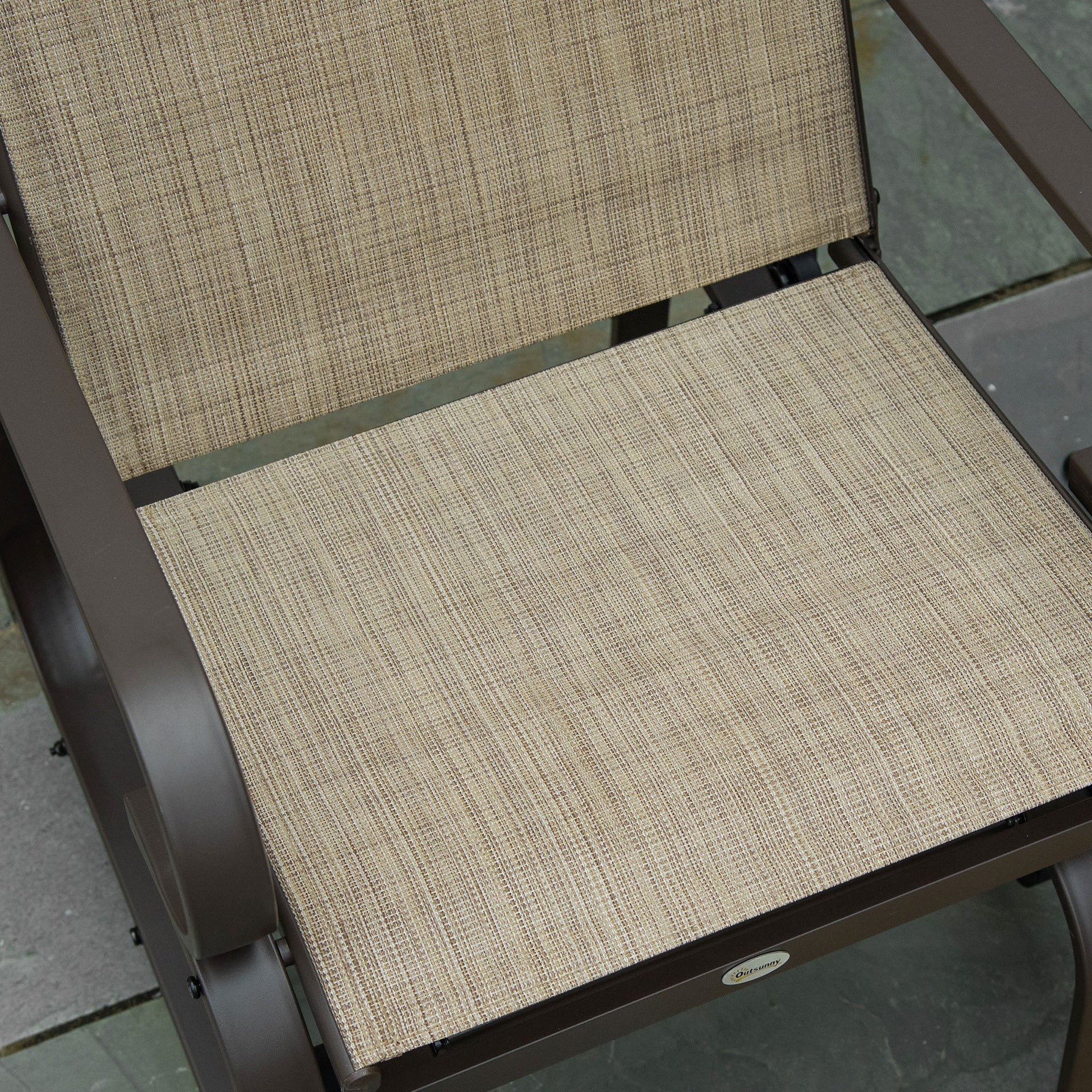 Outsunny Gliding Lounger Chair, Single Rocker with Lightweight Metal & Mesh Construction, Tan