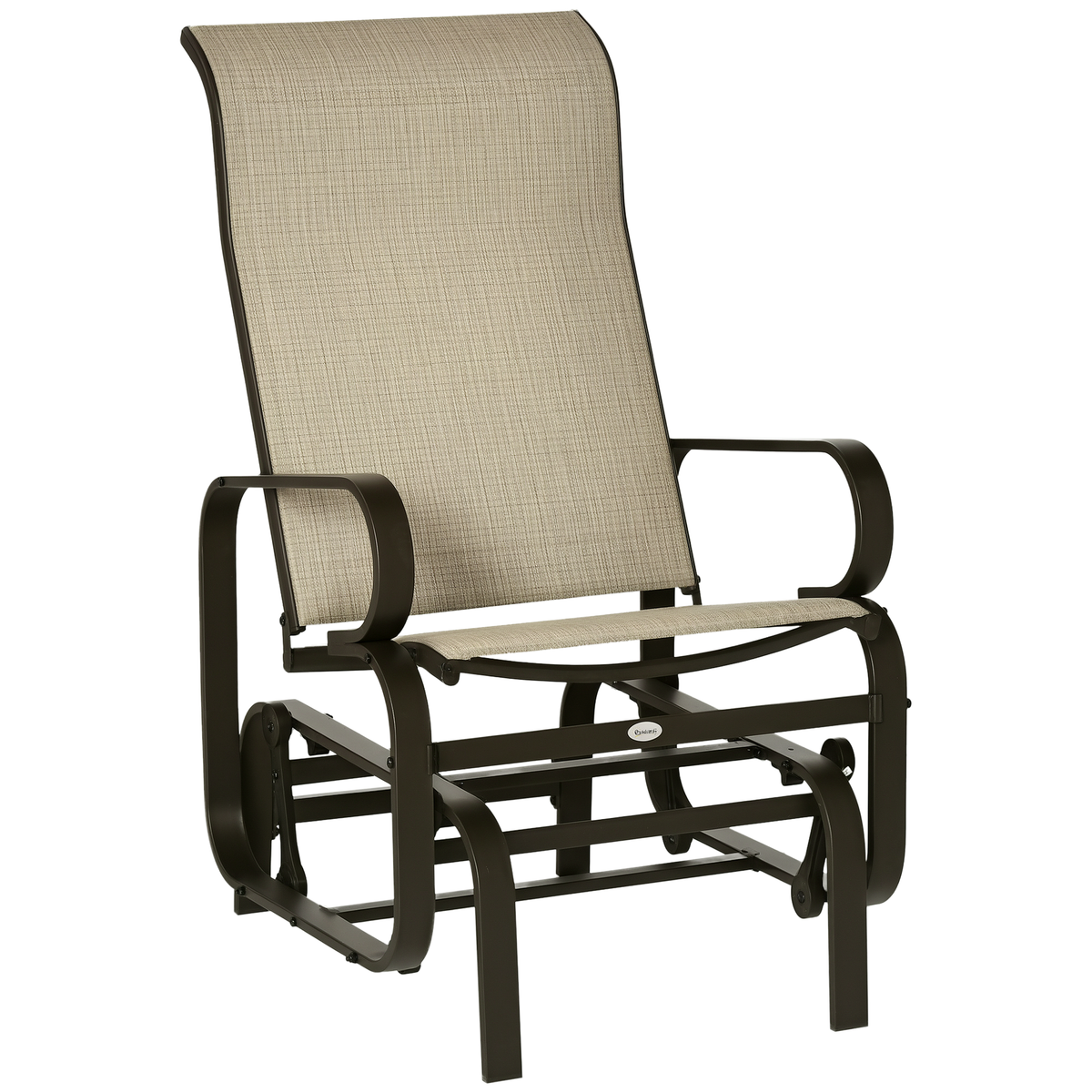 Outsunny Gliding Lounger Chair, Single Rocker with Lightweight Metal & Mesh Construction, Tan