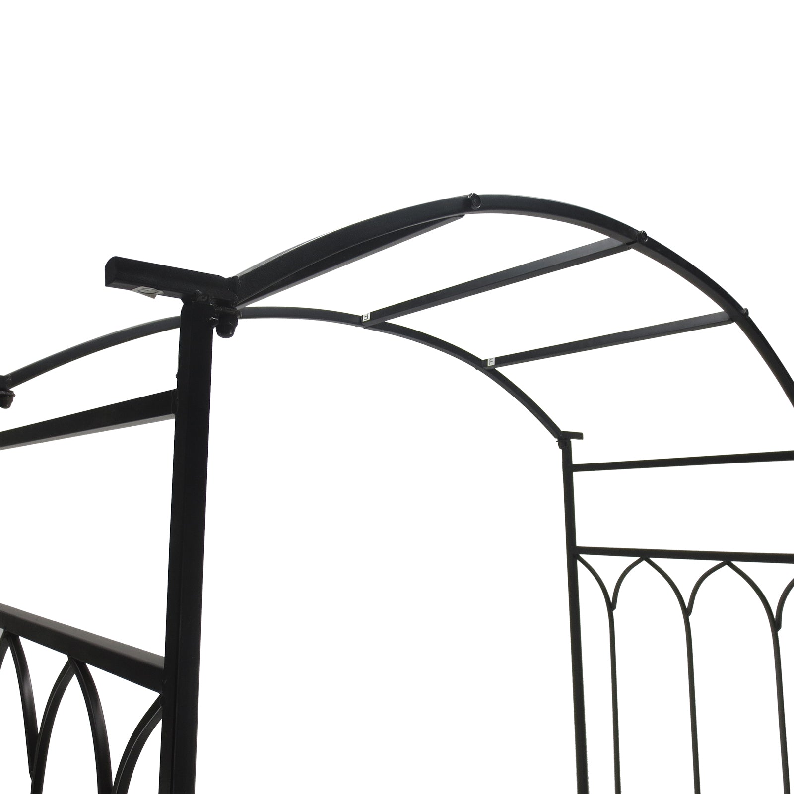 Outsunny Metal Trellis Arbor Arch for Climbing Plants with Garden Bench, Grow Grapes and Vines, Decorative Seating,  Black