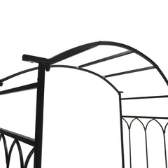 Outsunny Metal Trellis Arbor Arch for Climbing Plants with Garden Bench, Grow Grapes and Vines, Decorative Seating,  Black