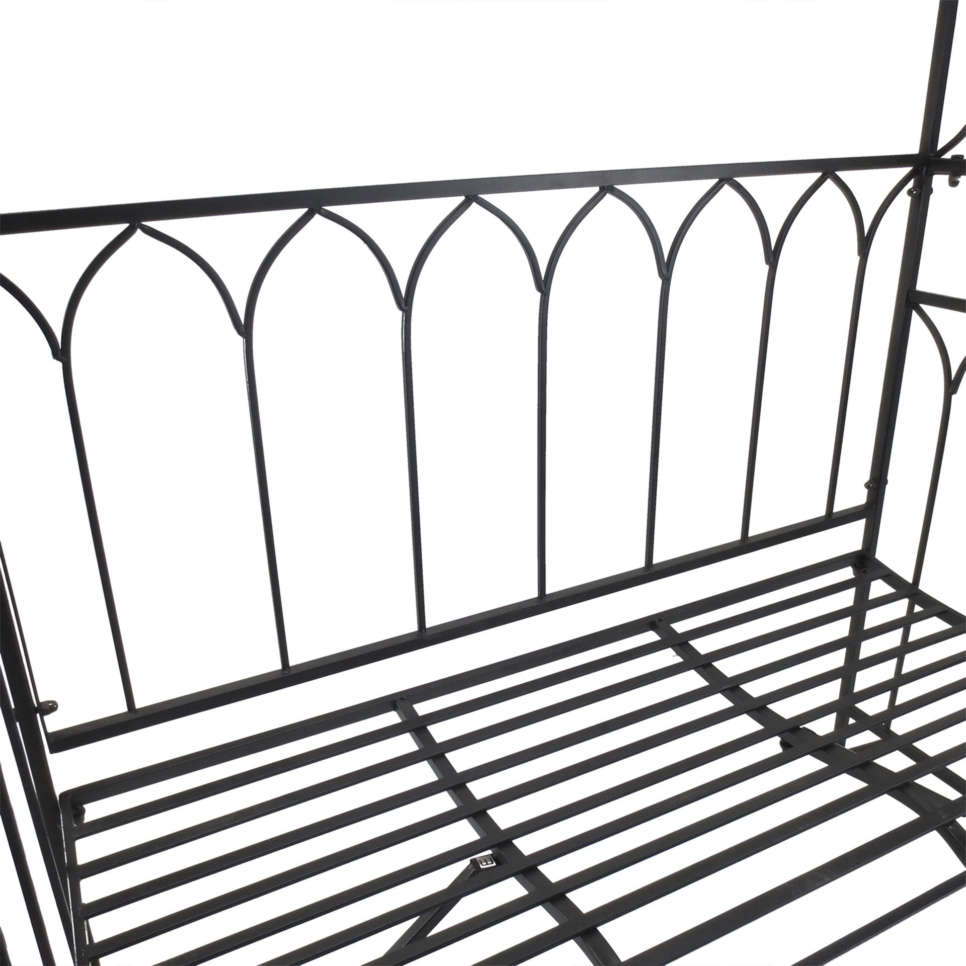 Outsunny Metal Trellis Arbor Arch for Climbing Plants with Garden Bench, Grow Grapes and Vines, Decorative Seating,  Black