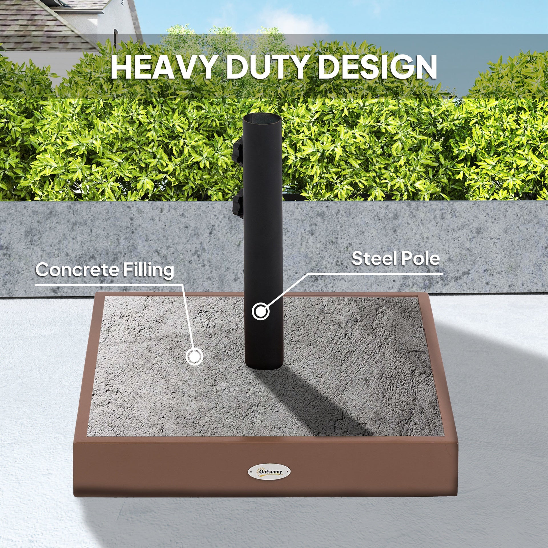 Outsunny Patio Umbrella Base, 42 lbs. Concrete Heavy Duty Umbrella Base for 1.25/1.5" Poles, Coffee