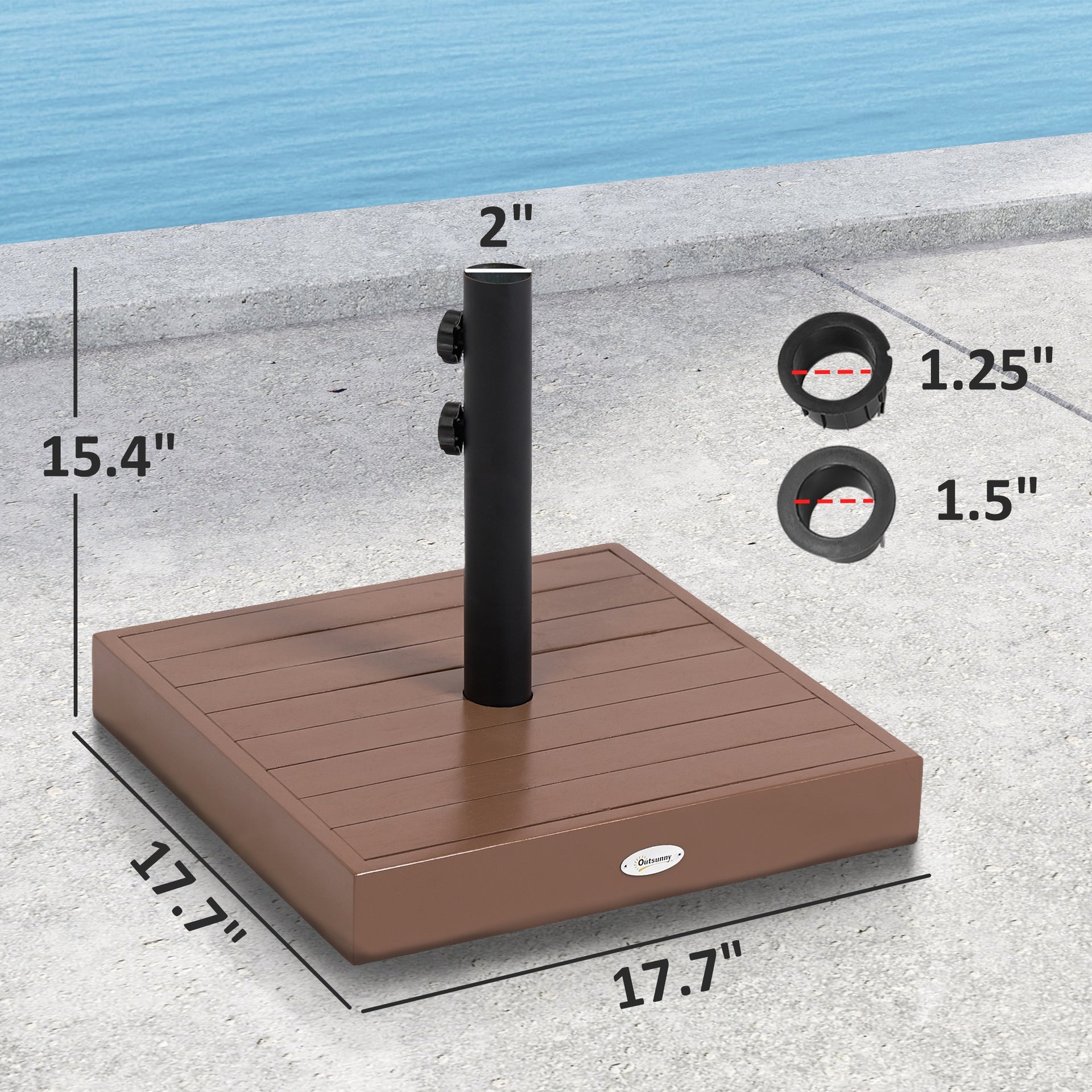 Outsunny Patio Umbrella Base, 42 lbs. Concrete Heavy Duty Umbrella Base for 1.25/1.5" Poles, Coffee