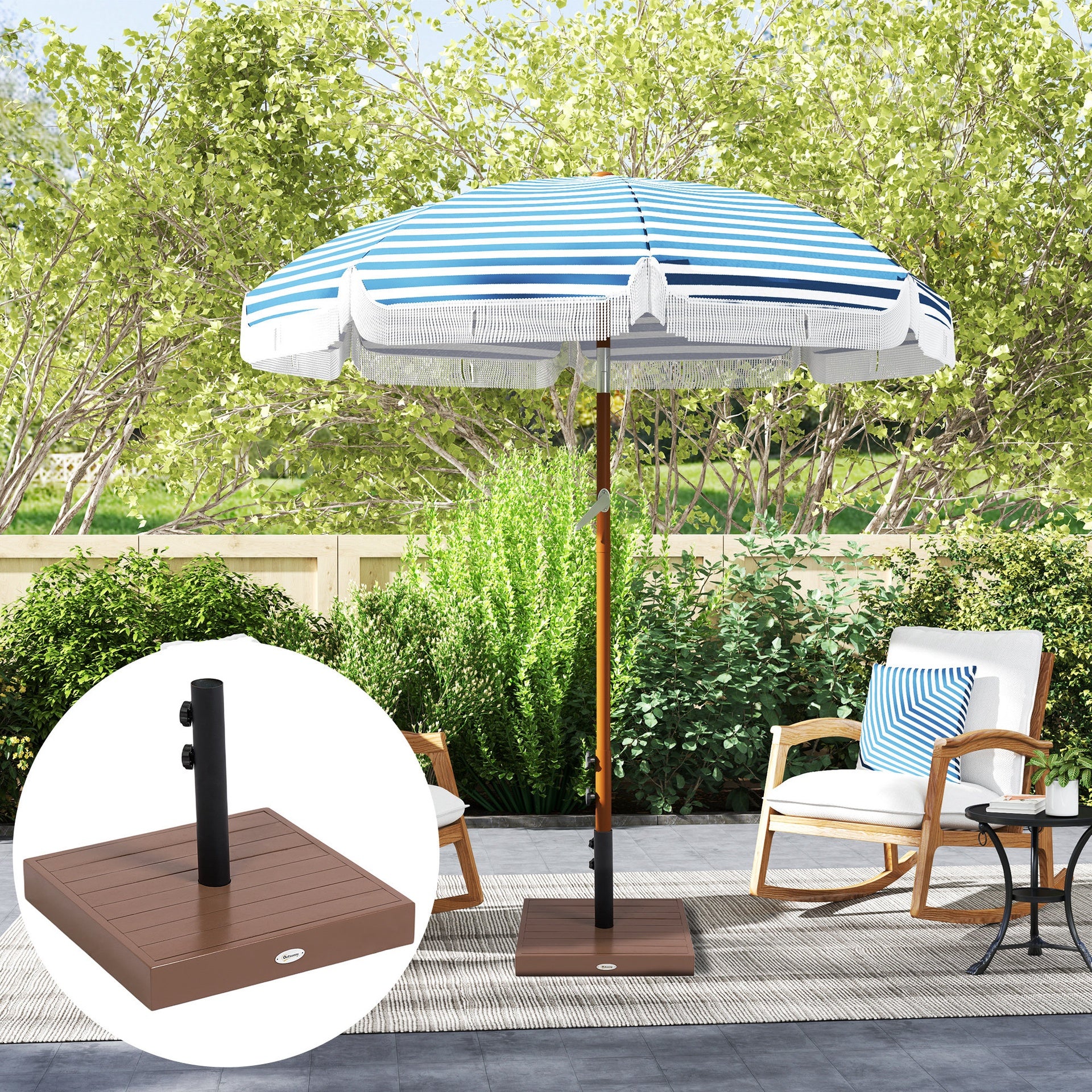 Outsunny Patio Umbrella Base, 42 lbs. Concrete Heavy Duty Umbrella Base for 1.25/1.5" Poles, Coffee