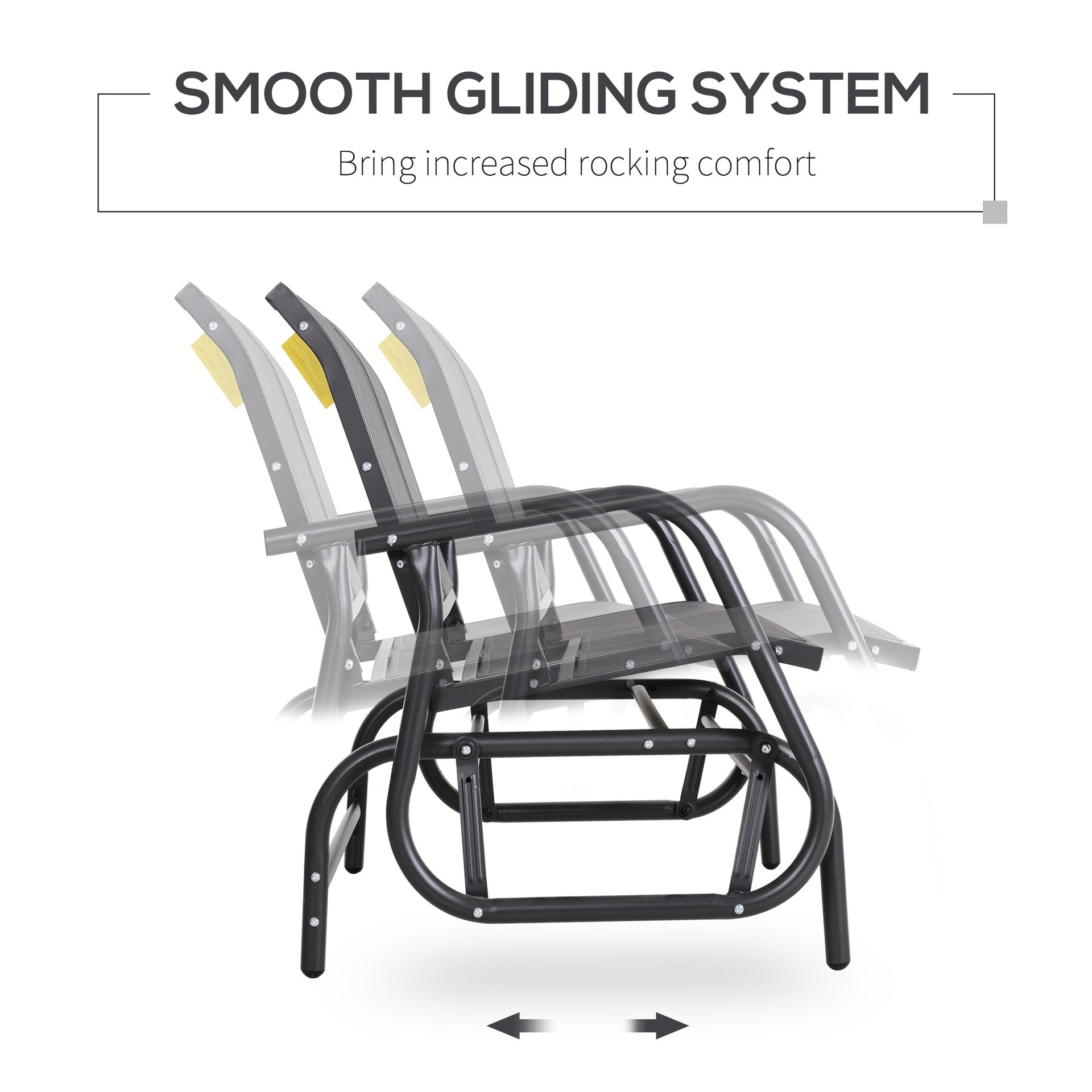 Outsunny 2-Person Outdoor Glider Bench Patio Double Swing Rocking Chair Loveseat w/Power Coated Steel Frame for Backyard Garden Porch, Grey