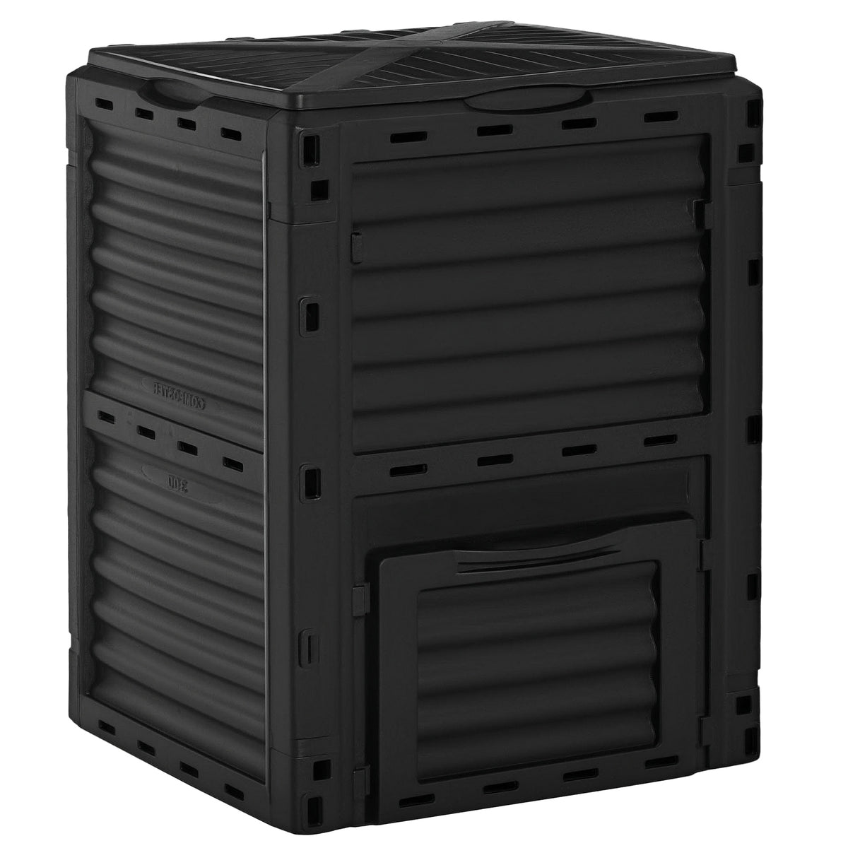Outsunny Garden Compost Bin 80 Gallon Outdoor Large Capacity Composter Fast Create Fertile Soil Aerating Box, Easy Assembly, Black
