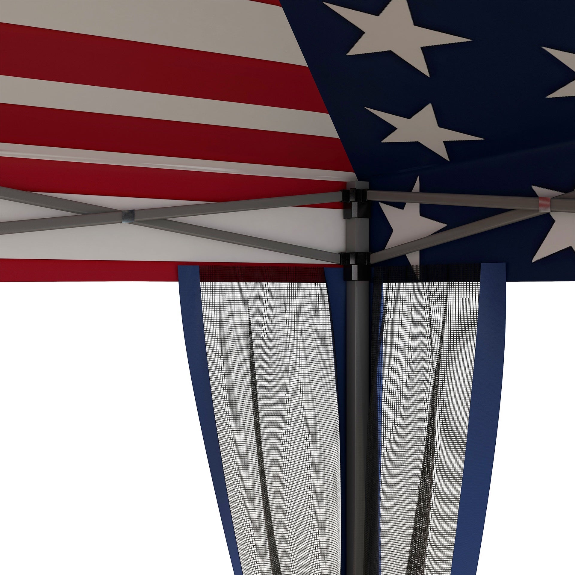 Outsunny 10' x 10' Outdoor Pop-Up Canopy with Sidewalls, Mesh Walls, Instant Setup for Party, Events, Patio, Lawn, American Flag
