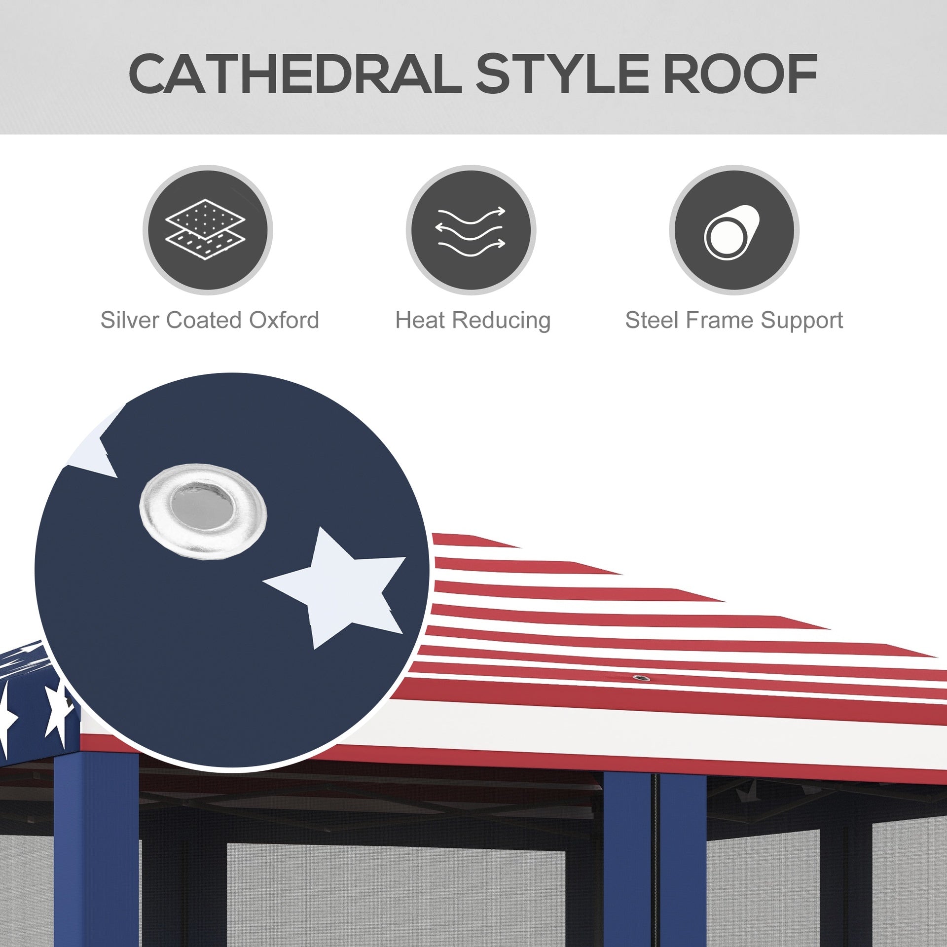 Outsunny 10' x 10' Outdoor Pop-Up Canopy with Sidewalls, Mesh Walls, Instant Setup for Party, Events, Patio, Lawn, American Flag