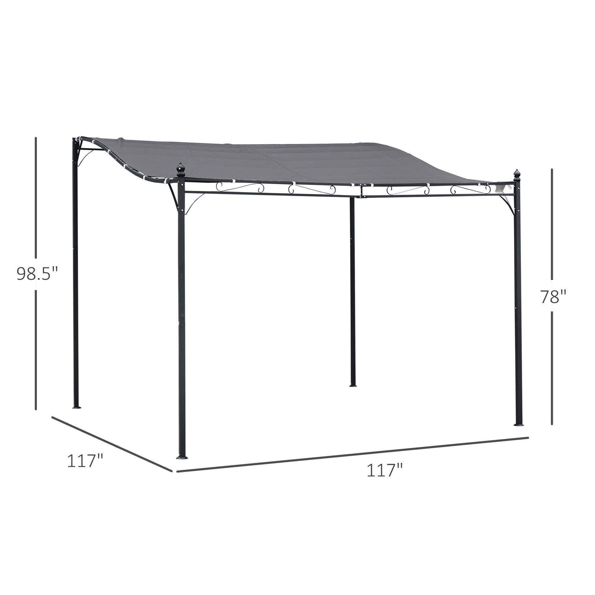 Outsunny Durable 10x10 Steel Pergola, Wall-Mounted with Canopy for Patio Perfect for Homeowners, Gray