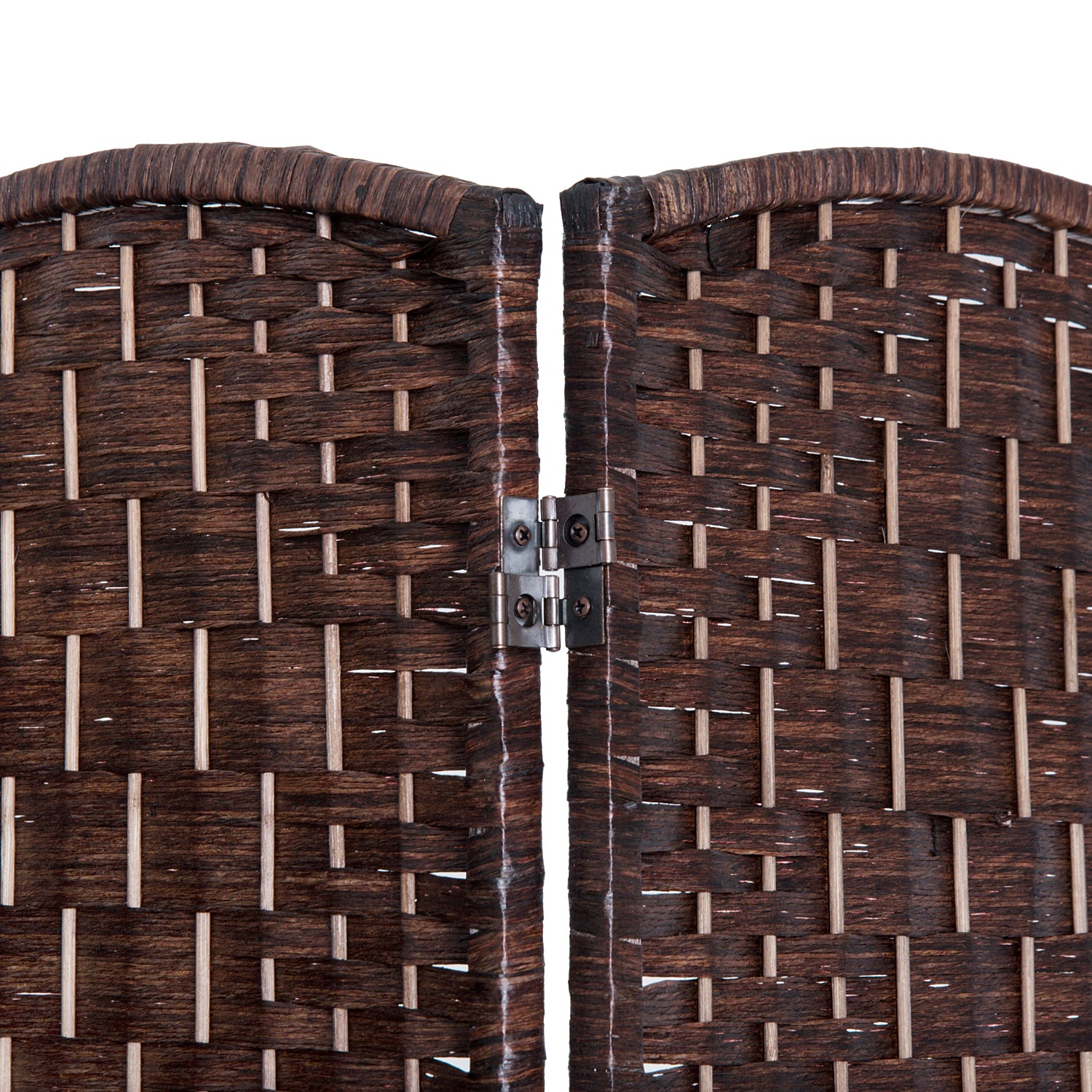 HOMCOM Room Divider 4 Panel, 6FT Tall Folding Privacy Screen, Freestanding Hand-Woven Partition for Room Separation with 360° Hinges, Paper Rope Diamond Weave, Brown