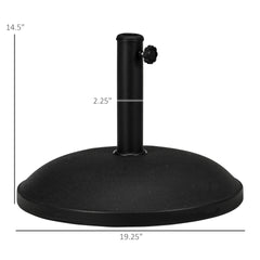 Outsunny 20" 55 lbs Round Cement Umbrella Base Stand Market Parasol Holder with Tightening Knob & Easy Setup, for Φ1.3", Φ1.5", Φ1.9" Pole, for Lawn, Deck, Backyard, Garden, Black