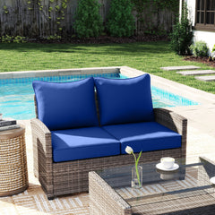 Outsunny Patio Chair Cushions Set of 2 with Seat & Backrest, Fade Resistant Seat Replacement Cushion Set, Navy Blue