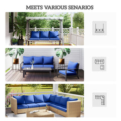 Outsunny Patio Chair Cushions Set of 2 with Seat & Backrest, Fade Resistant Seat Replacement Cushion Set, Navy Blue
