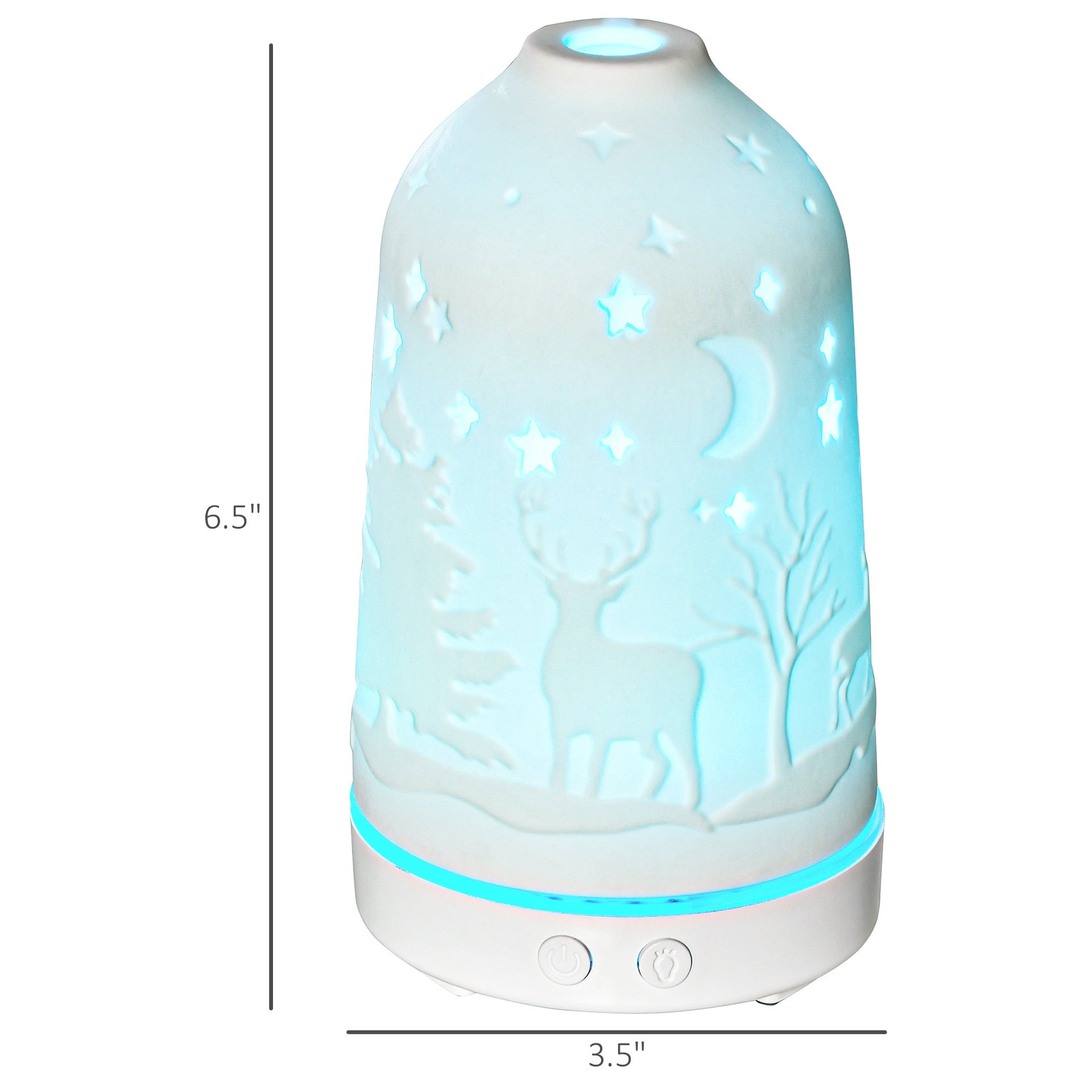 HOMCOM 100ml Ultrasonic Aromatherapy Diffuser, Essential Oils Humidifier with Ceramic Cover, 7 Colors LED Lights, Timer, Waterless Auto-off for Home and Office, White