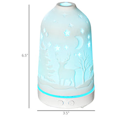 HOMCOM 100ml Ultrasonic Aromatherapy Diffuser, Essential Oils Humidifier with Ceramic Cover, 7 Colors LED Lights, Timer, Waterless Auto-off for Home and Office, White