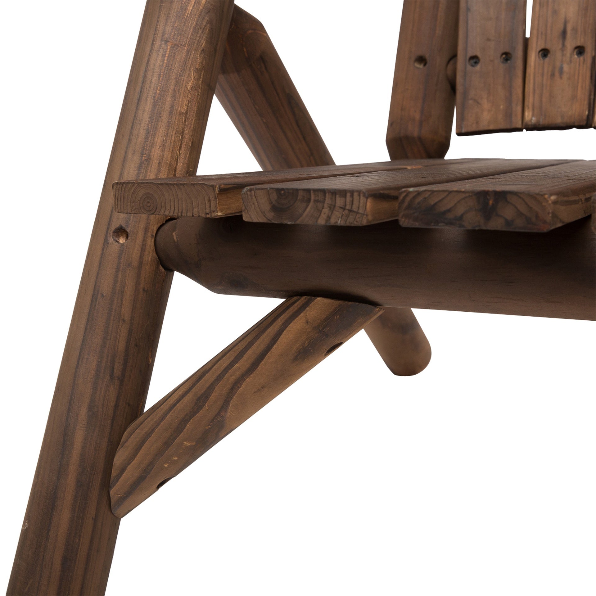 Outsunny Wood Adirondack Patio Chair Bench with Center Coffee Table, Perfect for Lounging and Relaxing Outdoors Carbonized