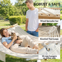 Outsunny Outdoor Hammock 2-Person, with Pillow & Pad, 440 lbs Capacity, Cream White
