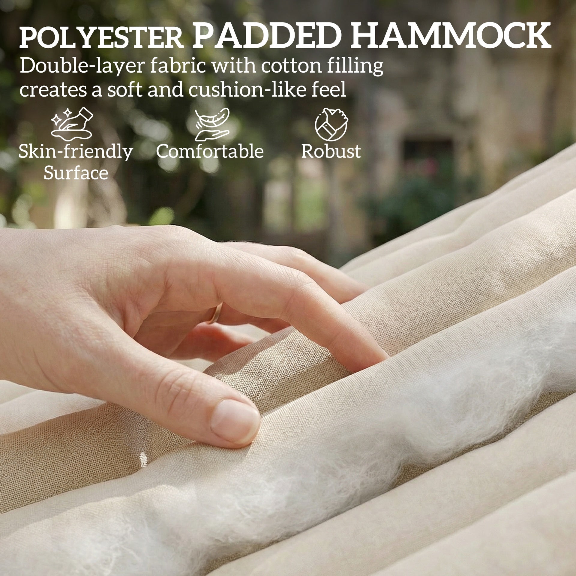 Outsunny Outdoor Hammock 2-Person, with Pillow & Pad, 440 lbs Capacity, Cream White
