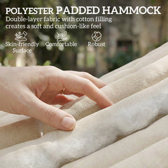 Outsunny Outdoor Hammock 2-Person, with Pillow & Pad, 440 lbs Capacity, Cream White