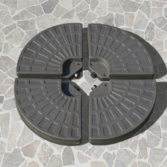 Outsunny 4 Pieces Cantilever Patio Umbrella Base, Fan Shaped Umbrella Weight w/ Built-In Handles & Rugged Material, 148 lbs Water and 220 lbs Water and Sand, Coffee