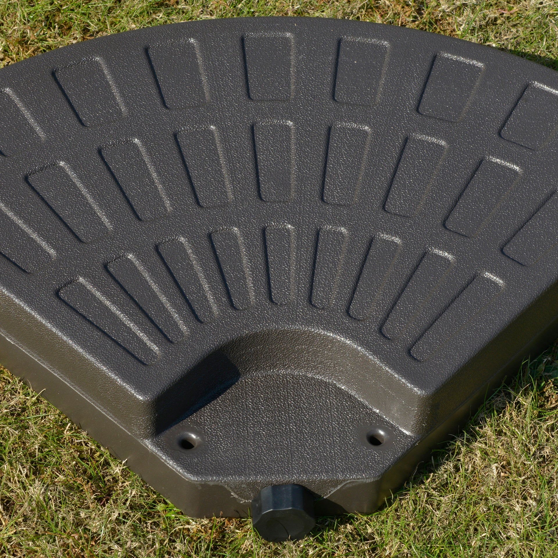 Outsunny 4 Pieces Cantilever Patio Umbrella Base, Fan Shaped Umbrella Weight w/ Built-In Handles & Rugged Material, 148 lbs Water and 220 lbs Water and Sand, Coffee