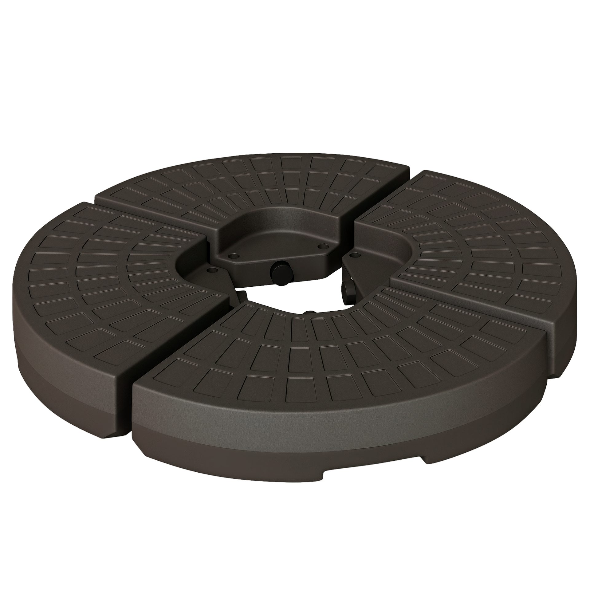 Outsunny 4 Pieces Cantilever Patio Umbrella Base, Fan Shaped Umbrella Weight w/ Built-In Handles & Rugged Material, 148 lbs Water and 220 lbs Water and Sand, Coffee
