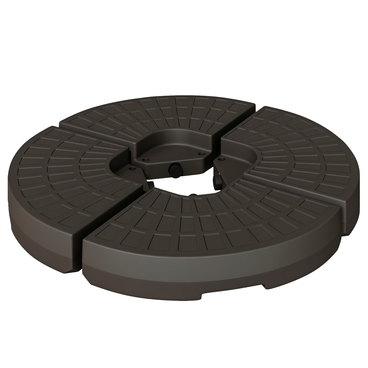 Outsunny 4 Pieces Cantilever Patio Umbrella Base, Fan Shaped Umbrella Weight w/ Built-In Handles & Rugged Material, 148 lbs Water and 220 lbs Water and Sand, Coffee