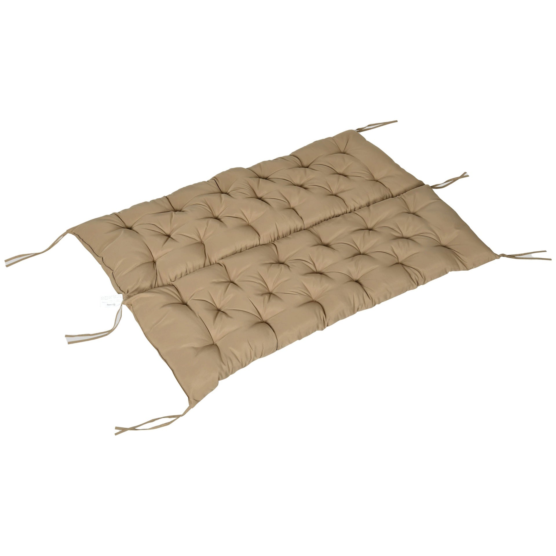 Outsunny 59" x 38" Tufted Bench Cushion for Outdoor Furniture, 3-Seater Replacement for Swing Chair, Patio Sofa/Couch, Khaki