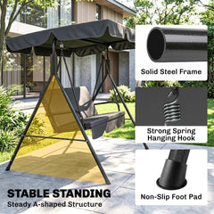 Outsunny 3-Seat Outdoor Patio Swing Chair w/ Cushion, Steel Frame Stand, Adjustable Tilt Canopy for Patio, Garden, Black 2