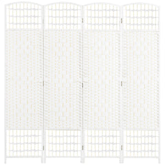 HOMCOM 4 Panel Folding Room Divider Portable Privacy Screen Wave Fiber Room Partition for Home Office White