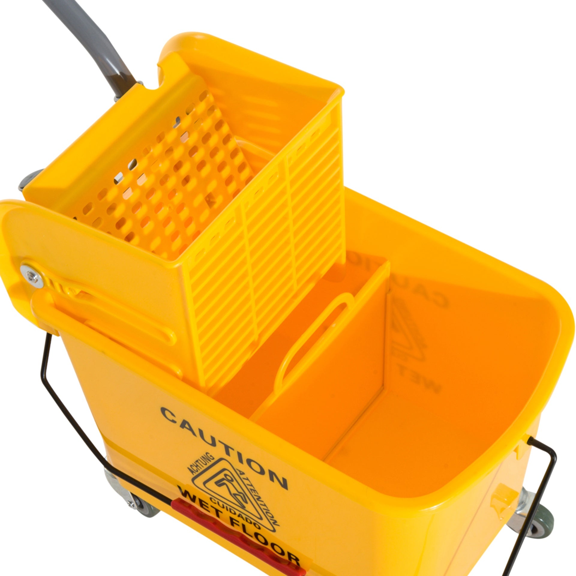 HOMCOM Compact Mop Bucket with Wringer, Mop Bucket on Wheels, 21 Quart, Separate Dirty and Clean Water, Yellow